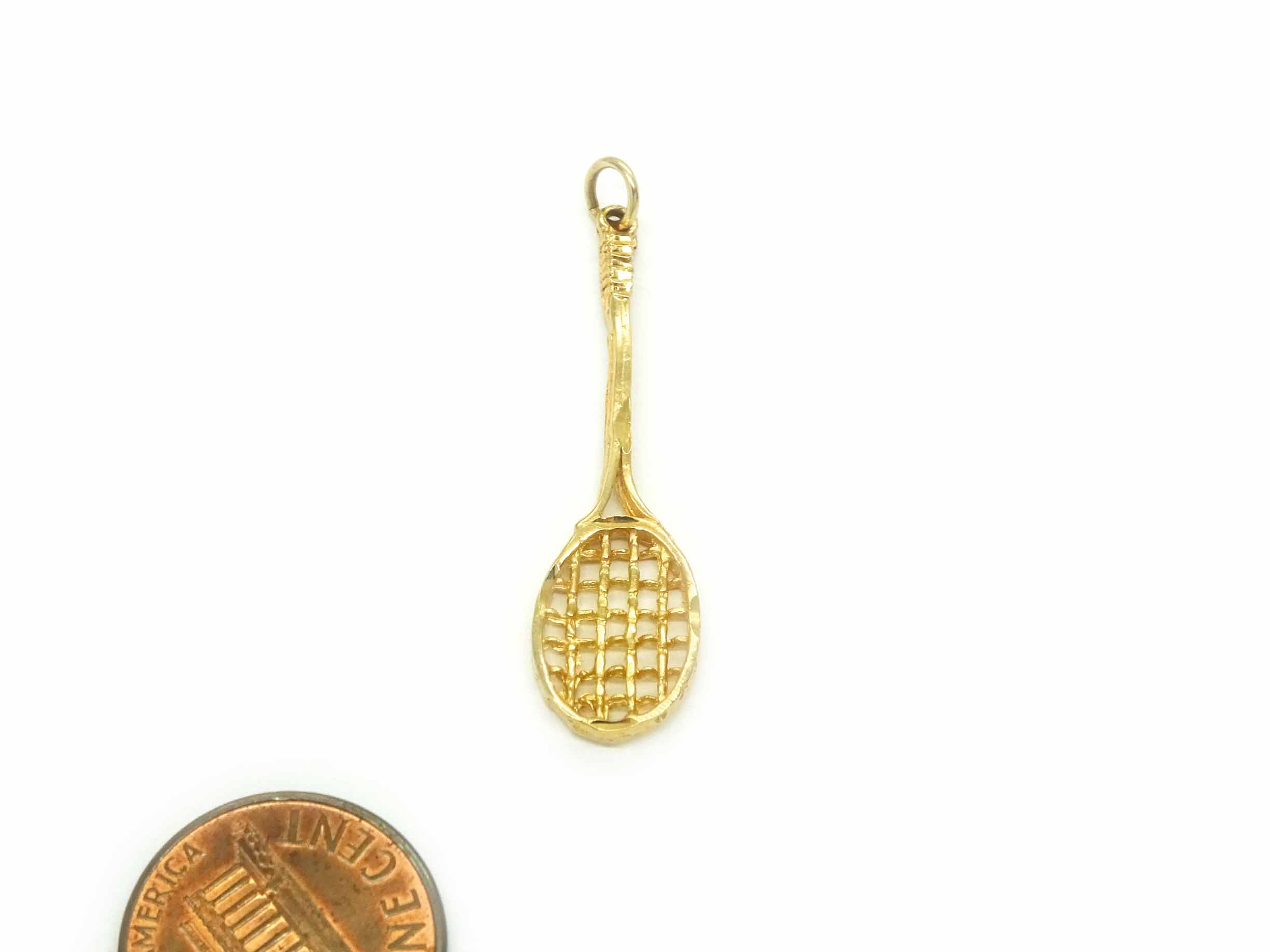 Vintage Tennis Racket Pendant 14k Solid Gold - Jewelry & Coin Mart ...