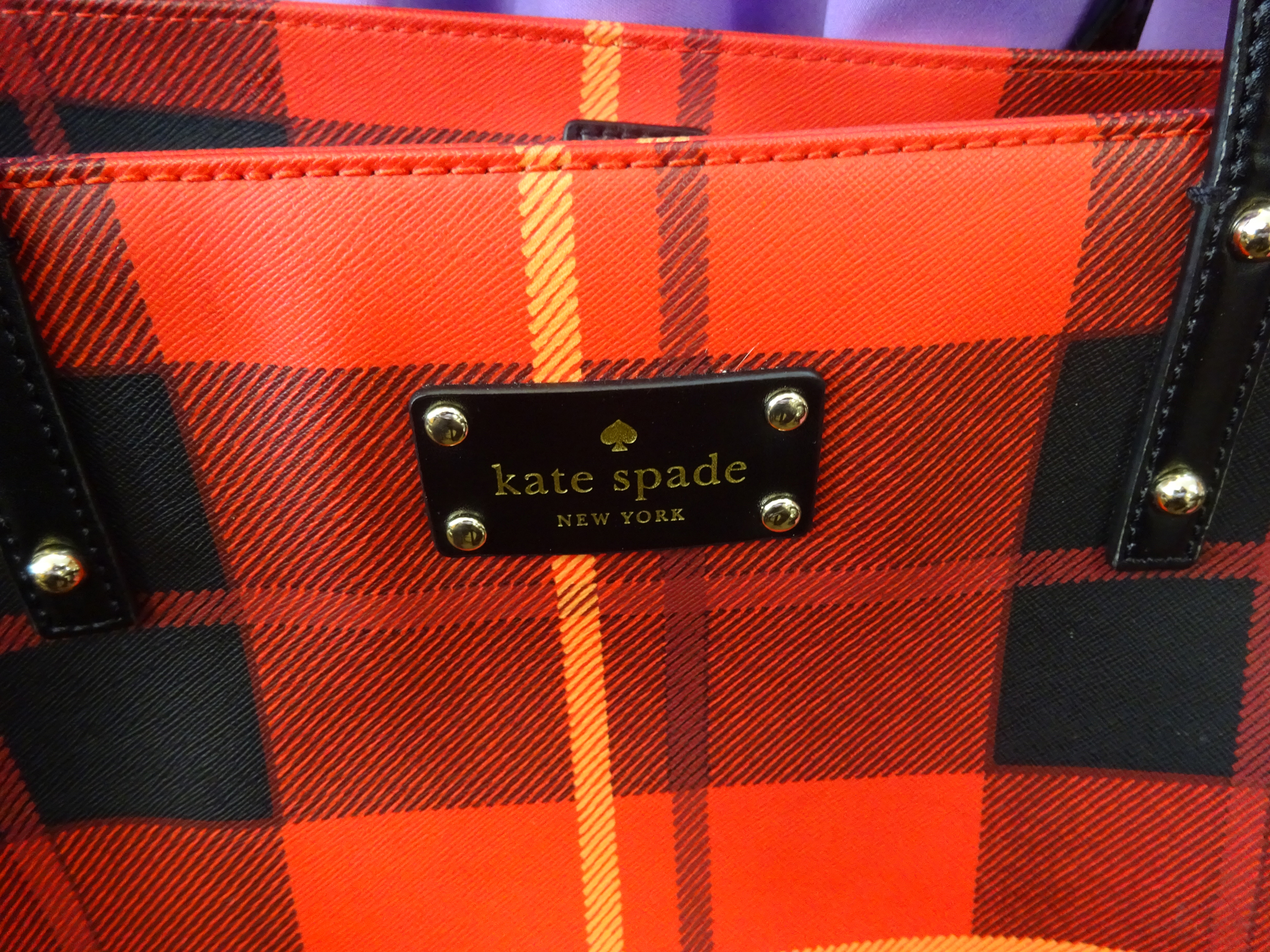 kate spade red and black plaid purse