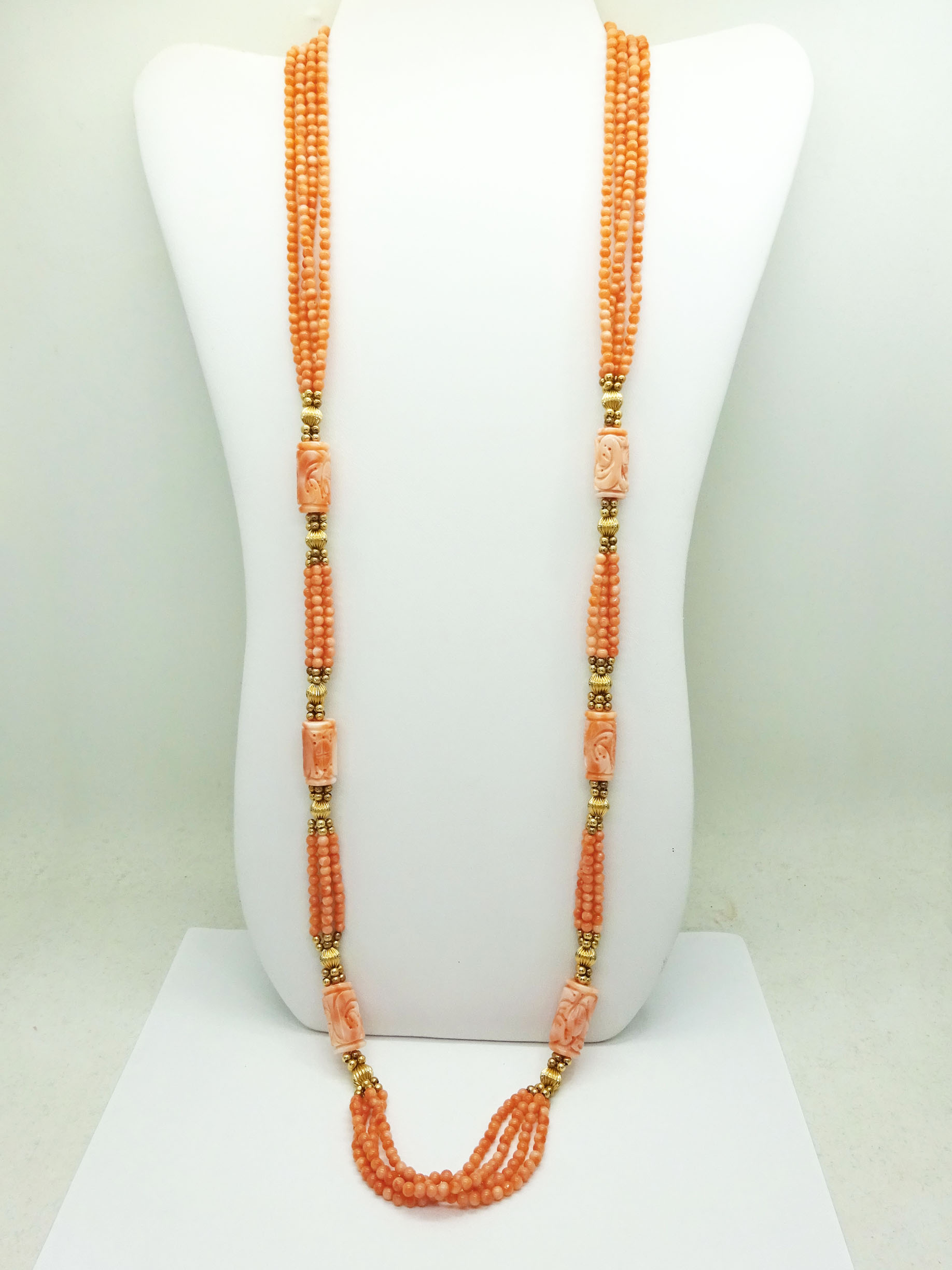 Vintage Sttunning Graduated Dual Strand Salmon Orange Coral Bead Necklace  W/ Etched 14k Yellow Gold Clasp With Original Patina - Etsy