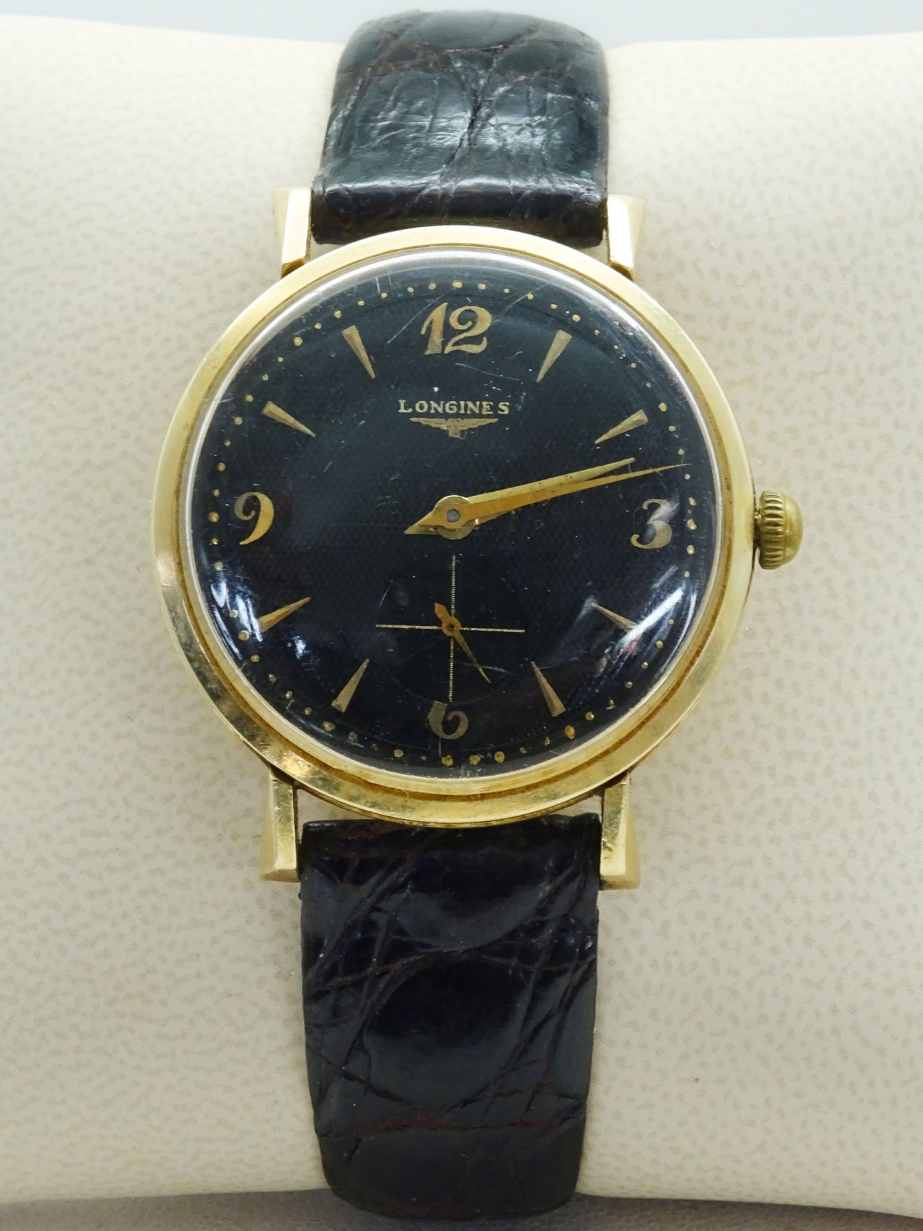Vintage 1960s Men's Longines 14k Gold Watch Leather Strap - Jewelry ...
