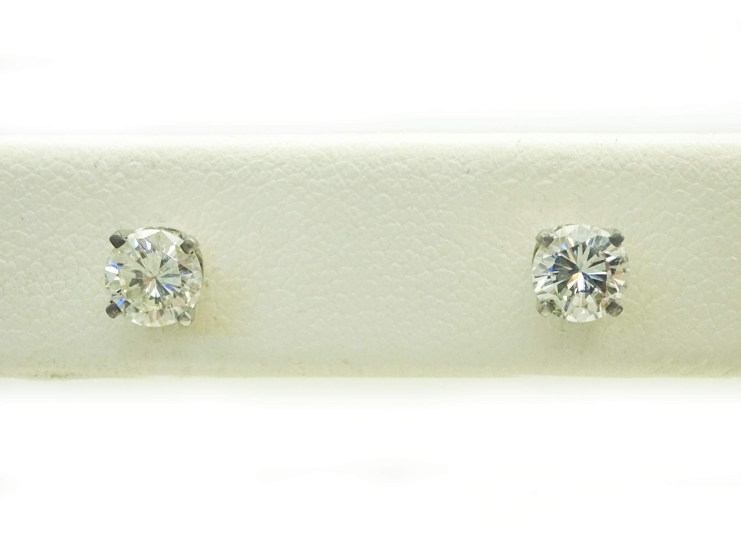 1 Cttw. Diamond Stud Earrings 14k Gold w/ Locking Earring Backs - Ruby Lane