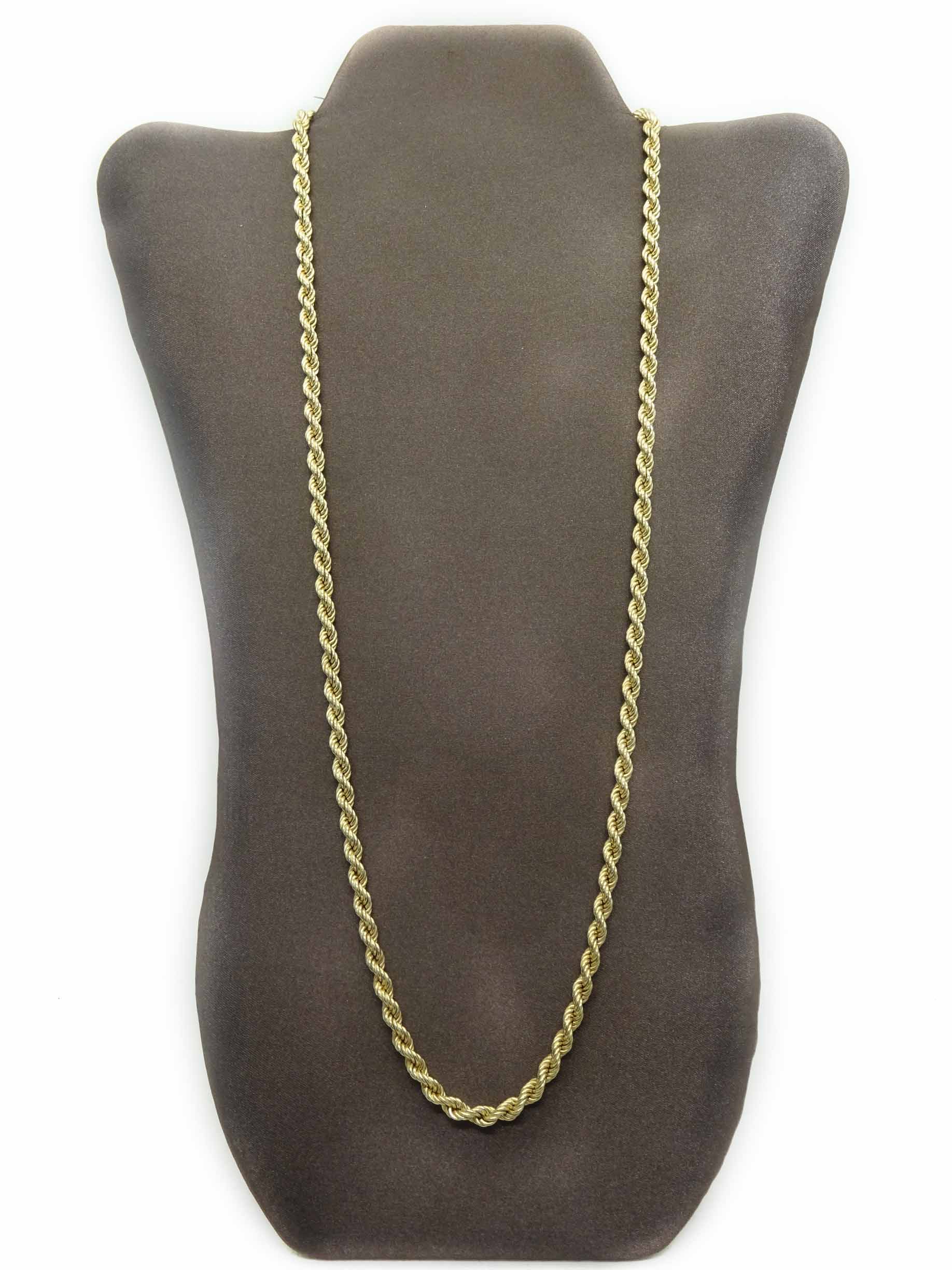 5mm Wide Rope Chain Necklace 14k Gold 28″ Long 28.4 Grams