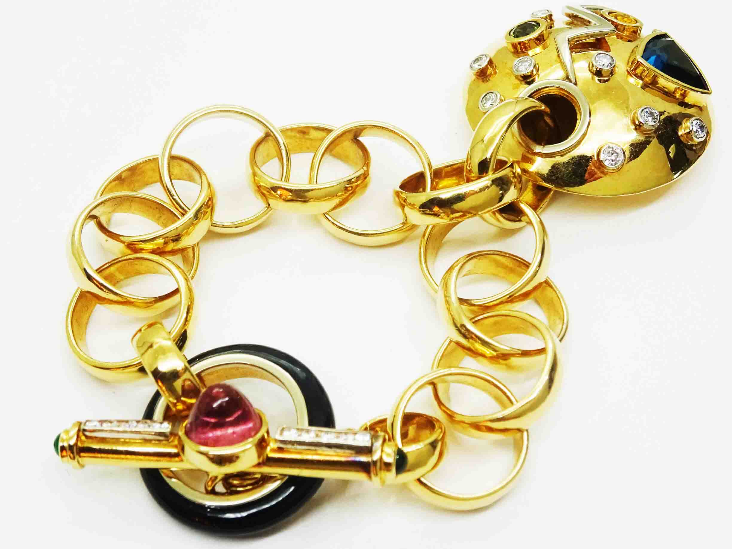 14k Gold Heart Charm Toggle Bracelet - Luxoptions