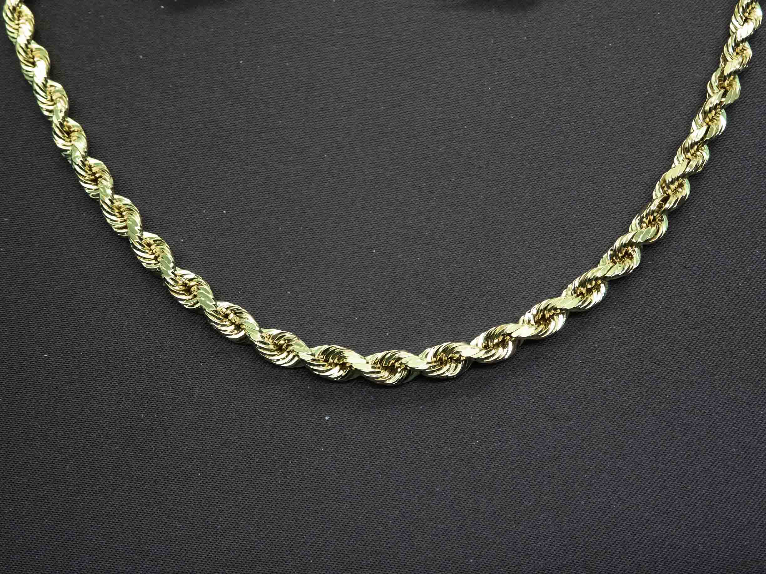 4mm Rope Chain Necklace 14k Gold Peru 18″ 10 Grams - Jewelry