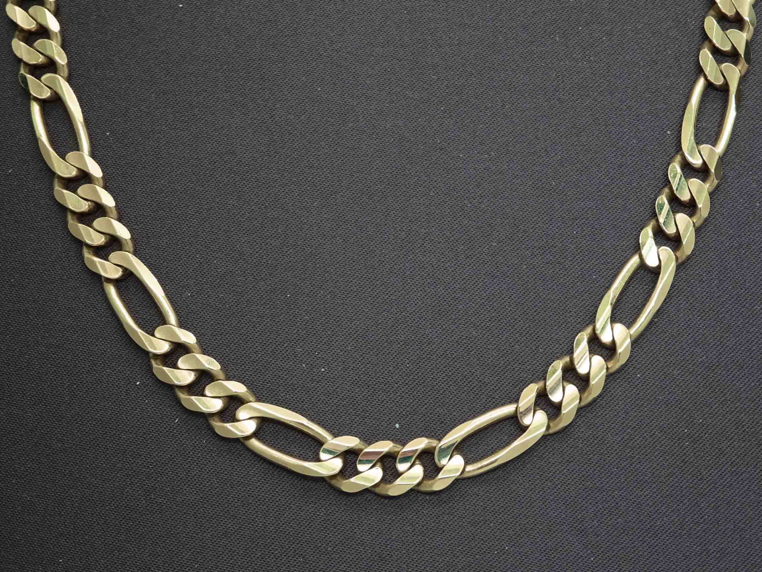 6.5mm Figaro Link Chain Necklace 14k Gold Kitsinian Italy 30.25