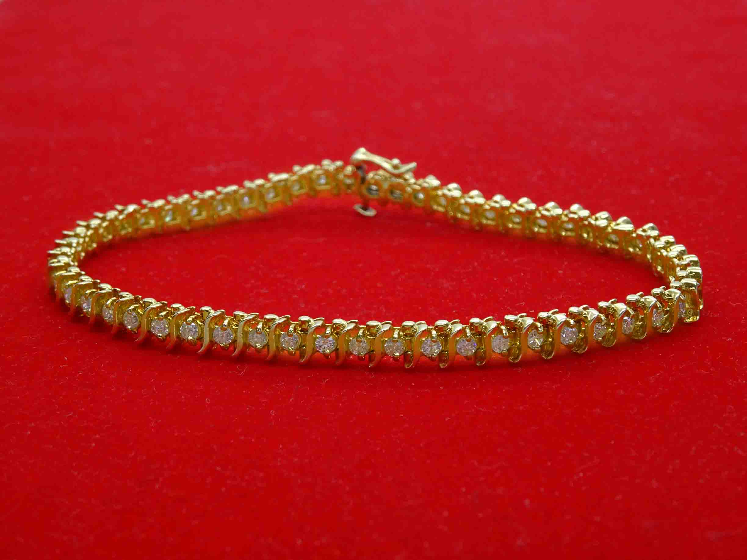 2.00ct tw Natural Diamond 5mm SLink Tennis Bracelet 14k Gold Jewelry